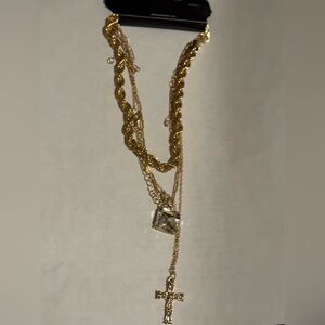 Ashley Stewart Gold Necklace with Crystal Accents